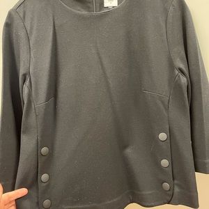 CABI black ponte Utility Top, 3/4 length sleeve, M